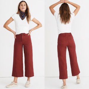 Madewell Emmett Wide-Leg Crop Pant Burgundy
